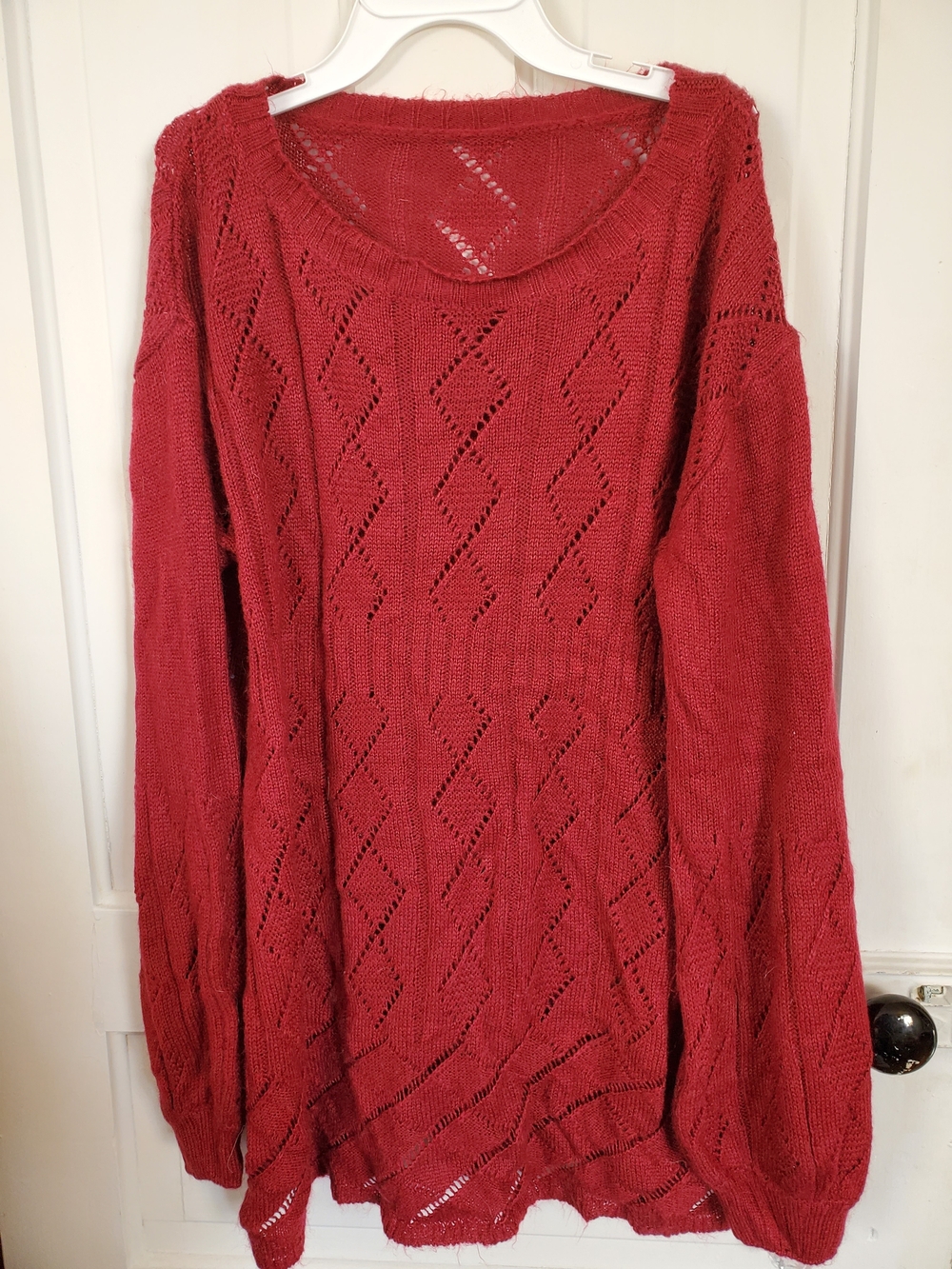 Red Scoop Neck Knit Sweater Dress